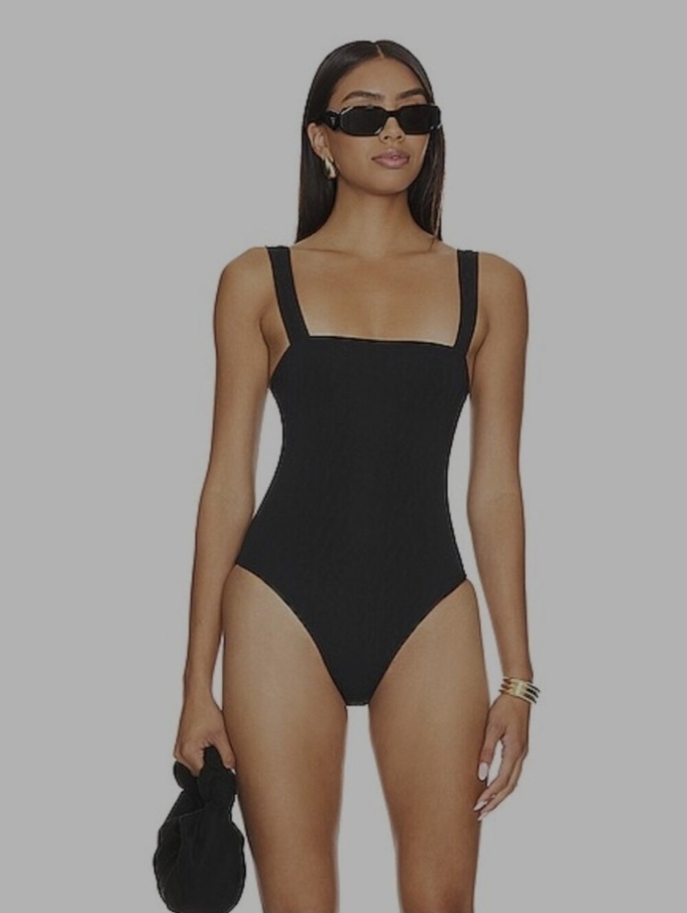 House of Harlow 1960 Black Swimsuit Embossed Flowers Size XXS